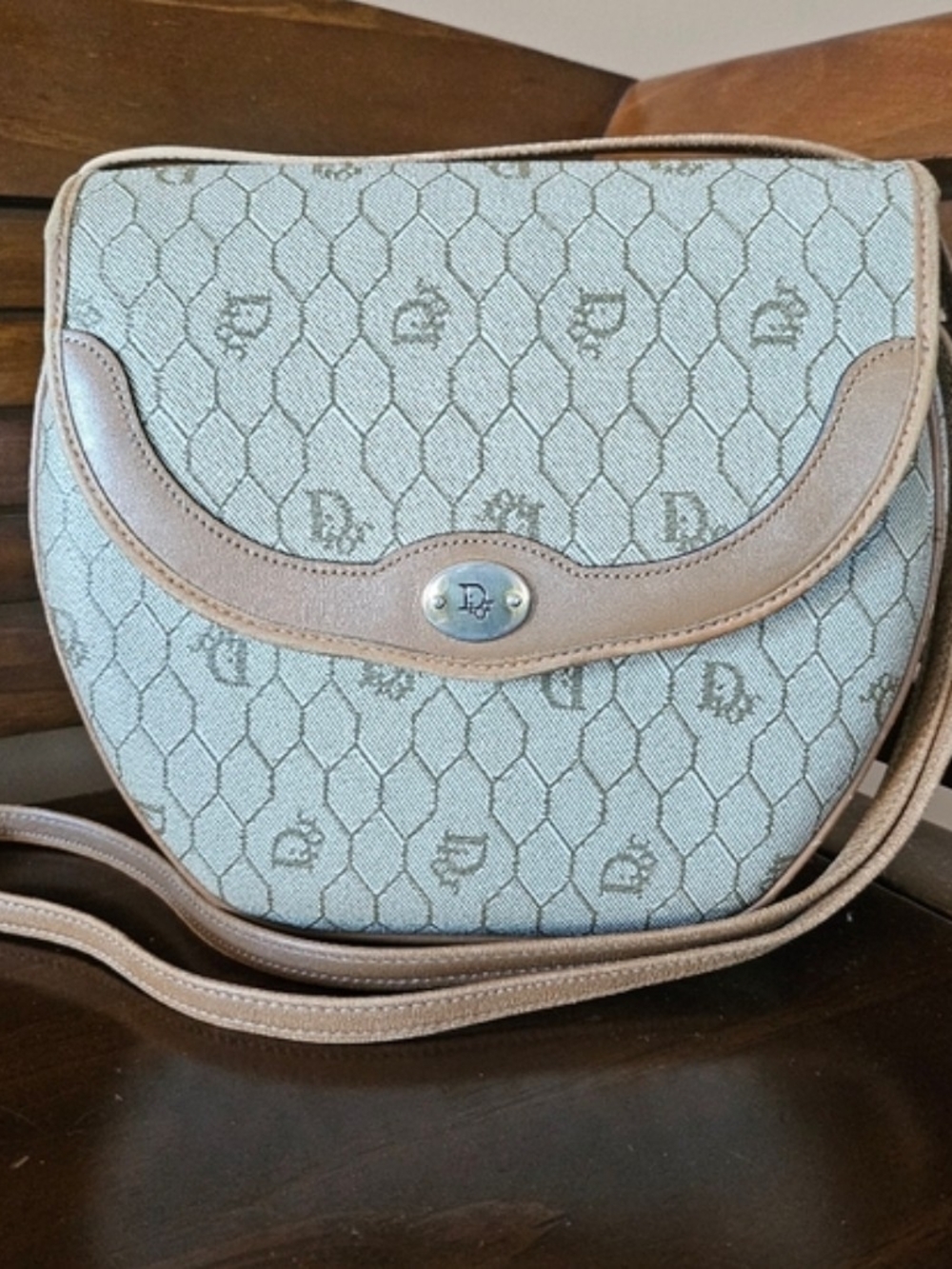 Dior Beige Monogram Saddle Crossbody with Tan Trim EUC